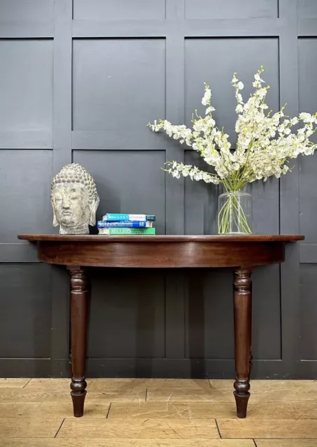 Antique Demi Lune Mahogany Side Table / Occasional Table / Console Table