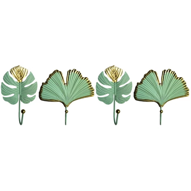 4 pcs  Hooks Wall Mount Coat Hanger Cast Iron Wall Hanger Leaf Coat Hooks