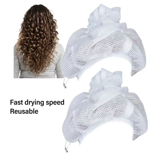 (Lumière)Filet De Séchage De Cheveux En Maille Bonnet Blanc Confortable Pour