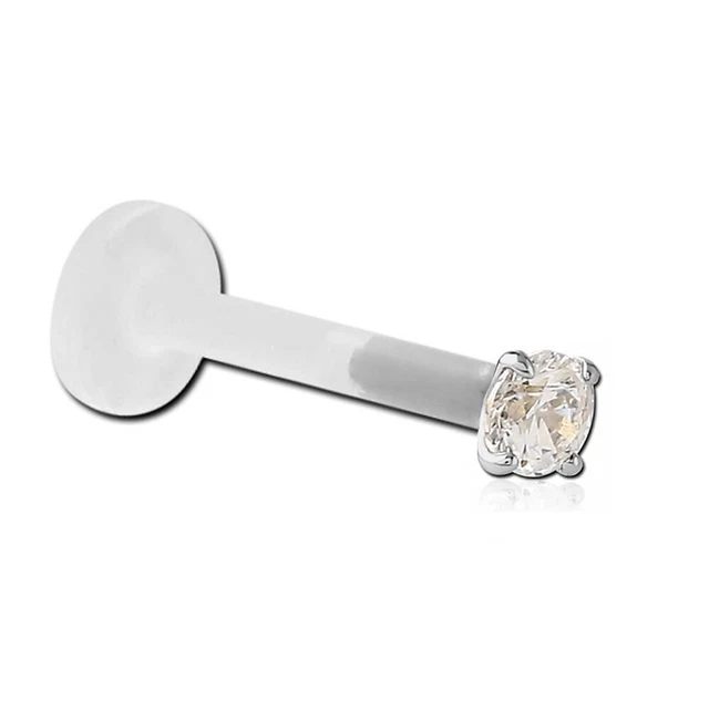 Piercing Labret Oreille Bioflex – Strass étoile Transparent – Tige 1.2mm