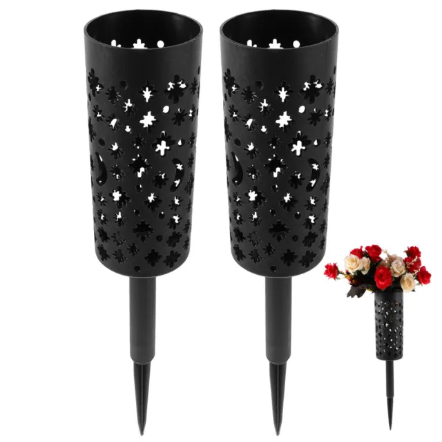 2 Cemetery Vases Memorial Floral Holder with Spike Stake for Grave Decor