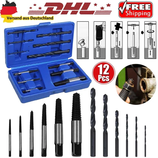 KEWAYO 8-teiliges Schraubenausdreher Set - Profi Ausdrehwerkzeug Für Beschädigte Schrauben