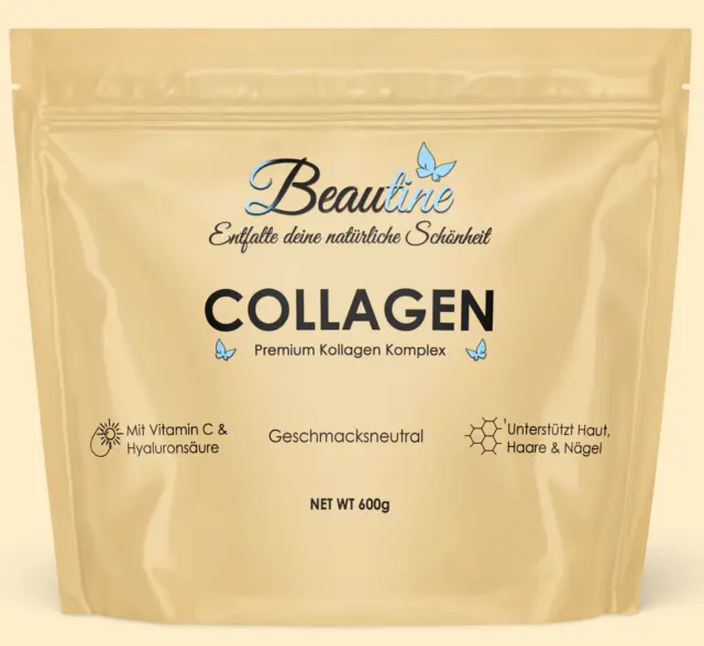 Collagen Pulver Complex Kollagen 600g mit BIO Vitamin C & Hyaluron - Beautine
