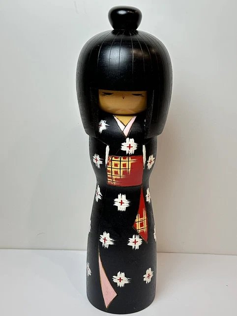 Sadao Kishi Wooden Lacquered Japanese Sosaku Kokeshi Doll in Kimono