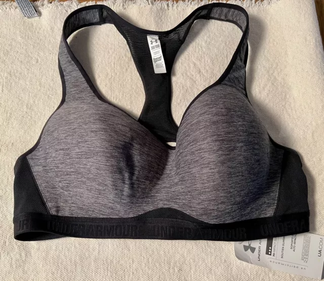 NWT UNDER ARMOUR Protegee High Impact Support Front Zip Black Women's Sports  Bra