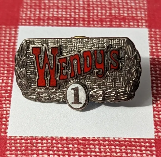 Vintage Wendy's 1 Year of Service Lapel Pin - Crew Member Award - Fast Food