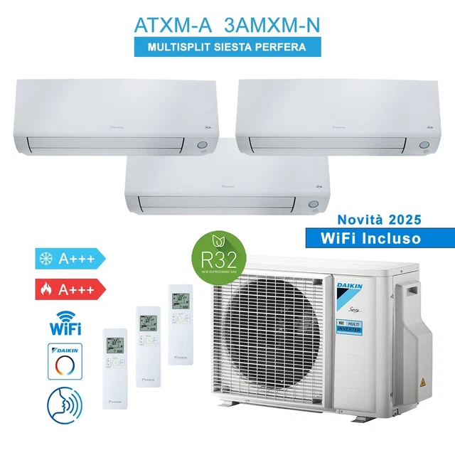 Climatiseur Daikin Siesta Perfera Dual Split 12000 BTU - 2 Unités Intérieures + 1 Extérieure - Énergie A+++