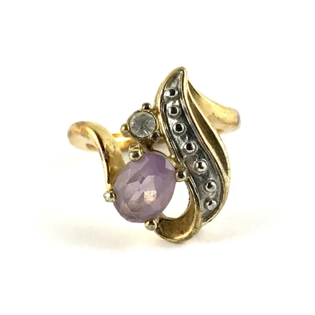 14K Gold Plate Amethyst Ring Size 6