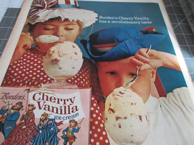 1965 Cherry Vanilla Ice Cream Bordens revolutionary taste, Vintage Print Ad 2