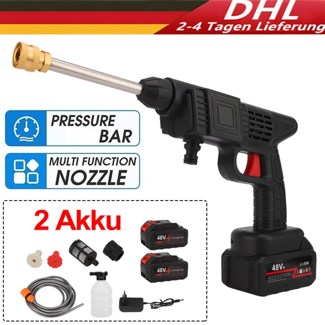Idropulitrice A Batteria WZTO 3000W – Mobile, Con 2 Batterie E Pistola A Spruzzo 6 In 1