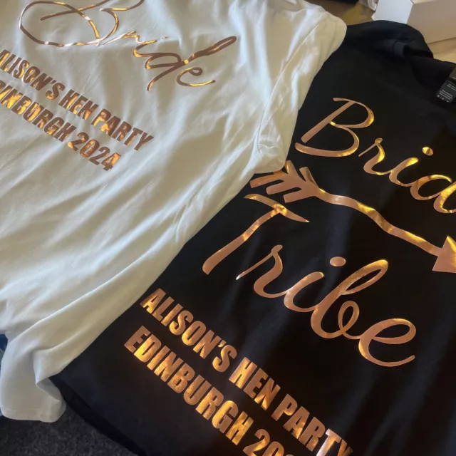 Hen Night Party T Shirts  Metallic Rose Gold - Bride, Bride Tribe, Bridesmaid. 3