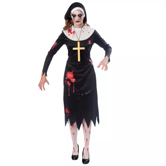 Femmes'Déguisement Halloween Effrayant Zombie Sanglant Nonne Déguisement 14-16