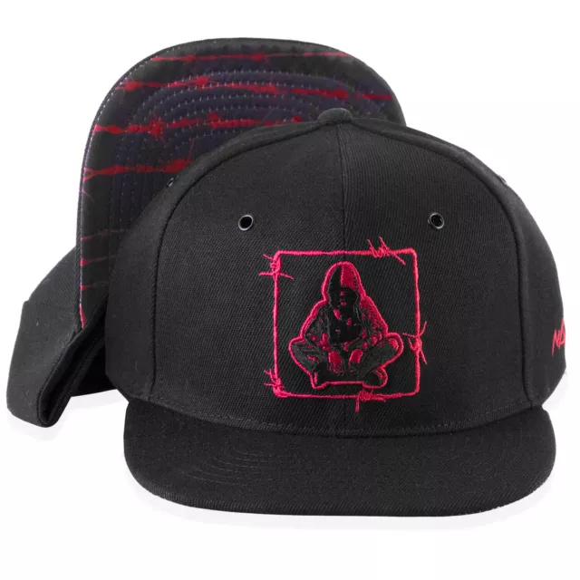 Nebelkind Snapback Cap Schwarz Barbed Wire Stacheldraht Rot Größenverstellbar...