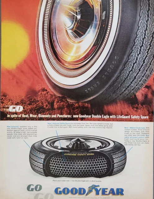 1963 Goodyear Tires Double Eagle Widest Tread Radial White Walls Print Ad