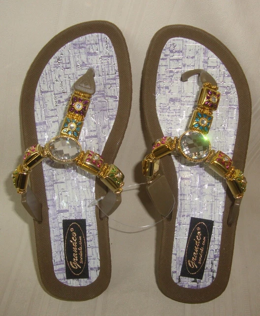 Grandco Expression Thong Sandals – Black Dressy Bling Frosted Beach Pool Slides For Women