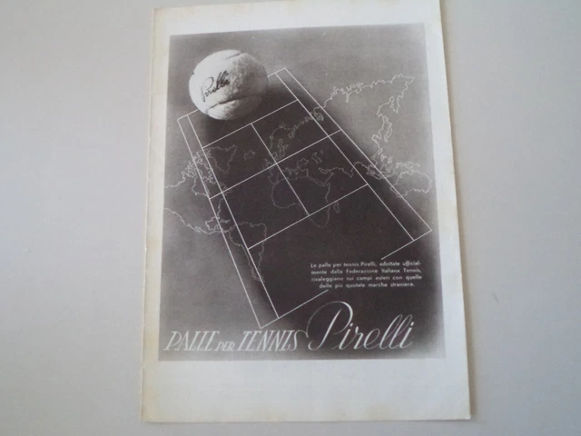 advertising Pubblicità 1940 PALLE DA TENNIS PIRELLI