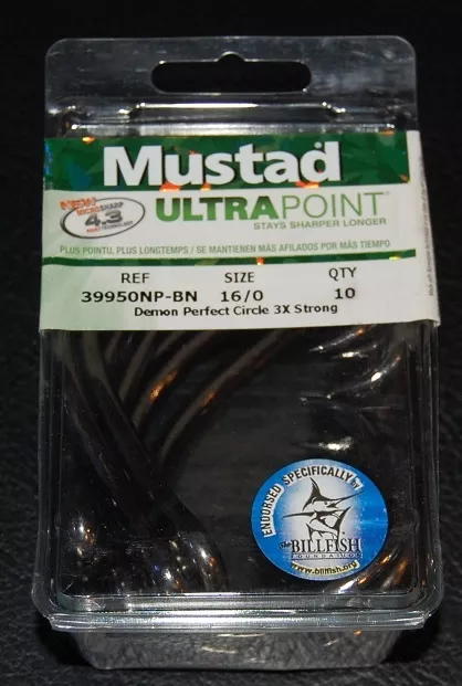 6/0 1000 COUNT Mustad 39950NP-BN Ultra Point Demon Circle Hooks 3X