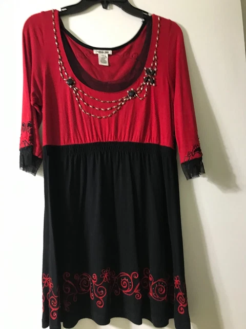 Krista Lee Black and Red Top with Embellishments