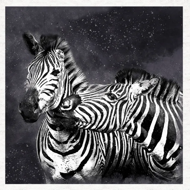 Animal - Zebra grunge splatter- Fabric Craft Panels in 100% Cotton or Polyester