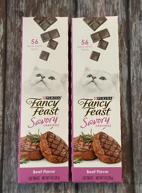 Purina Fancy Feast Savory Cravings CARNE DE RES - 2 paquetes de 56 golosinas separables para gatos