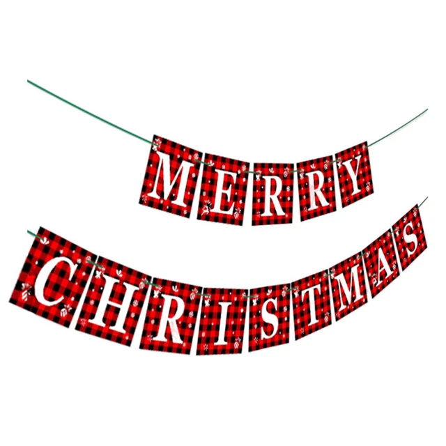 2 Sets cartoon bunting sign new year hanging banner Frohe Weihnachten Hängende F