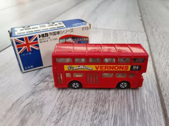 Tomica (Made in Japan), F15 London Bus "Vernons". MIB