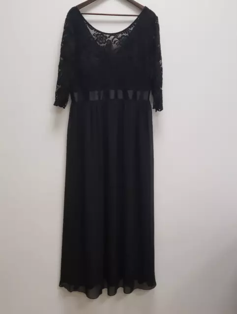 Ever Pretty Womens Formal Maxi Dress Size 20 Black Scoop Neck Half Sleeve Zip