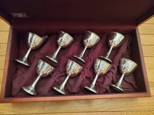 Set of 8 Lord Saybrook International sterling silver cups gold wash original box