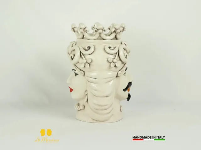 Testa di Moro doppia faccia in Ceramica di Caltagirone 28cm