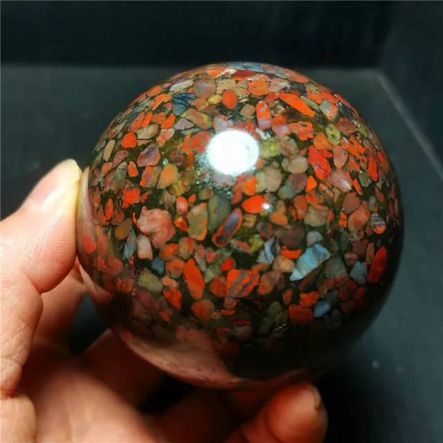 TOP 526.6g 70mm Natural Colorful Polished Agate Crystal Sphere Ball Healing R653