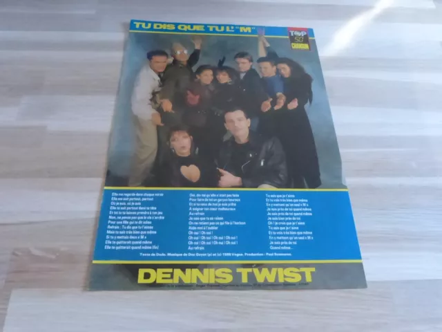 DENNIS TWIST - Mini poster - paroles !! TU DIS QUE TU L'M !! TOP 50 !!! VINTAGE