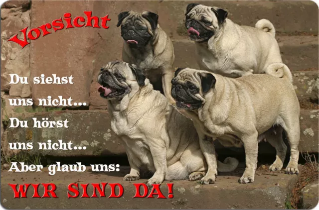 MOPS - A4 Metall Warnschild Alu SCHILD Hundeschild Türschild sign - MOP 05 T2