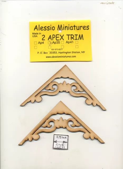 Apex Trim - AP35 wooden dollhouse miniature 1:12 scale USA made 2pcs