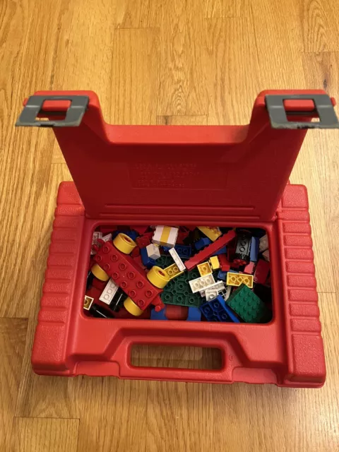 Vintage 1980’s Lego Bin RED Plastic Storage Container Case Carry Box with Legos