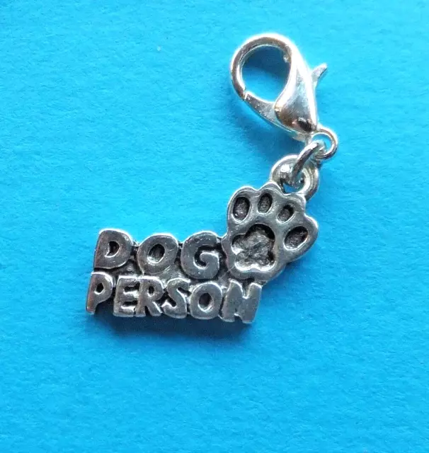 Dog person clip on charm  4 silver-tone