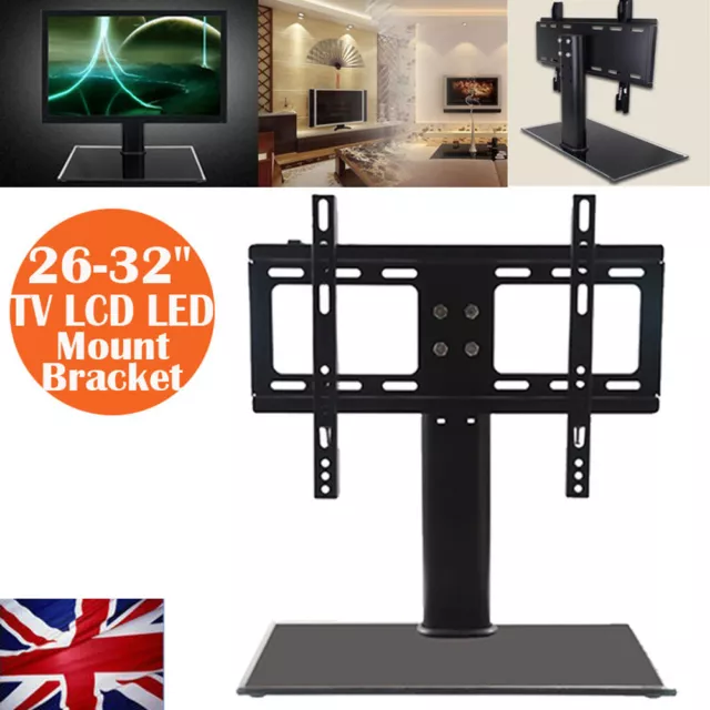 Cantilever Glass TV Stand with Bracket for 26"-32" inch LCD LED Plasma UK Ship