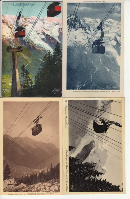 Lot de 4 cartes postales anciennes CHAMONIX-MONT-BLANC HAUTE-SAVOIE téléférique