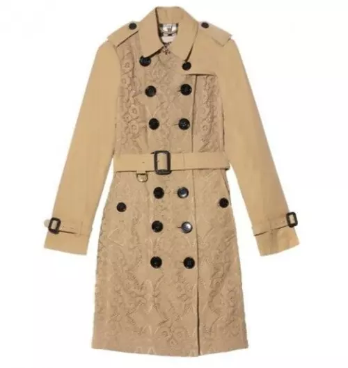 Burberry Sandringham Mid Length Trench Coat Gabardine Lace Cotton Size 6