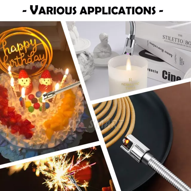 AU Electric Flameless USB Lighter BBQ Windproof Kitchen Candle Rechargeable Tool 2