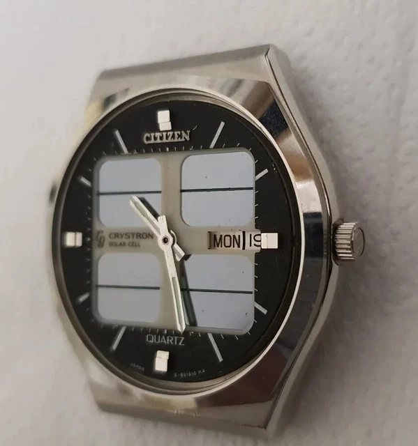 Vintage Mens Crystron Solar Cell Wristwatch Rare☆ Vintage Mens Crystron Solar Cell Wristwatch Rare☆