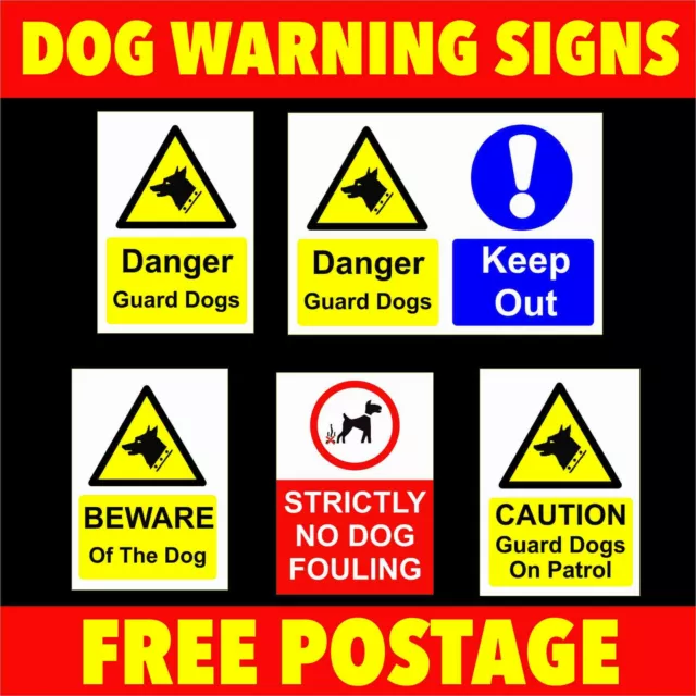 Gaurd Dog Caution Warning Signs -- Outdoor waterproof Sticker or Plastic Signage