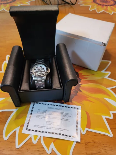 World Series Poker Quartz Watch With Black Leather Case, Warranty & Box