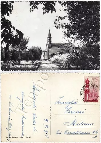 Cartolina di San Benedetto Po, santuario Madonna di Valverde - Mantova, 1958
