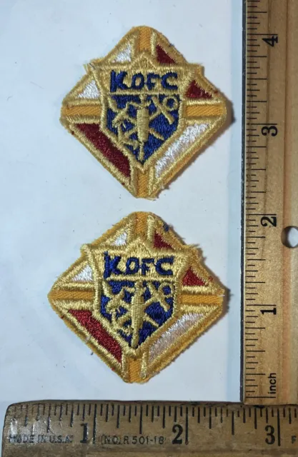 Vintage Lot Of 2 Knights Of Columbus K C Crest Logo Patch Service Organization