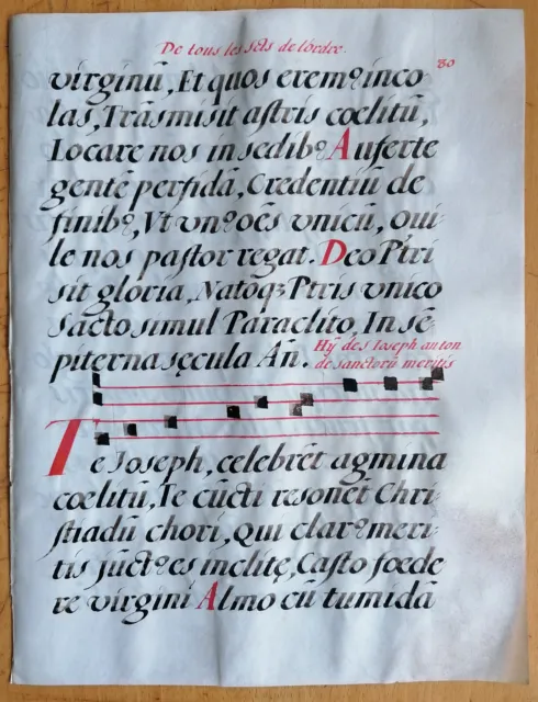 Original Blatt Manuskript Antiphonarium Pergament Folio (S) - 1550
