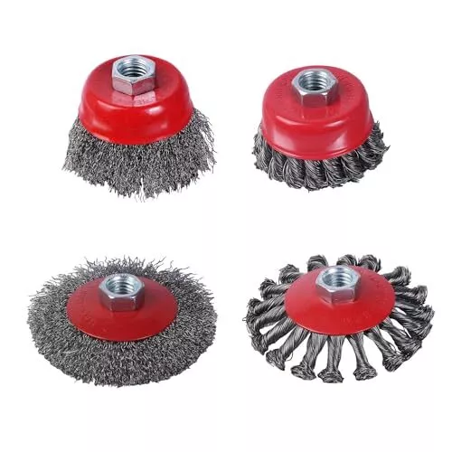 Wire Wheel for 4 1/2 Angle Grinder 4PCS Wire Wheel Knotted Coarse Crimped Red