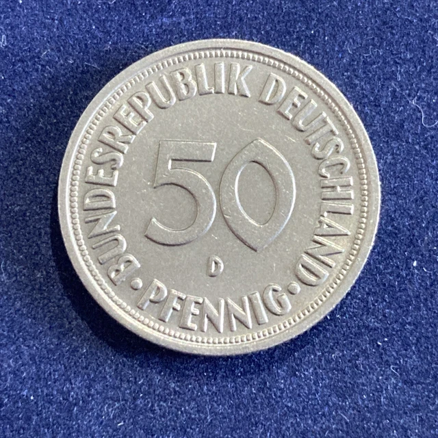 German  Deutschland 1950 Rare 'D' 50 Pfennig Coin