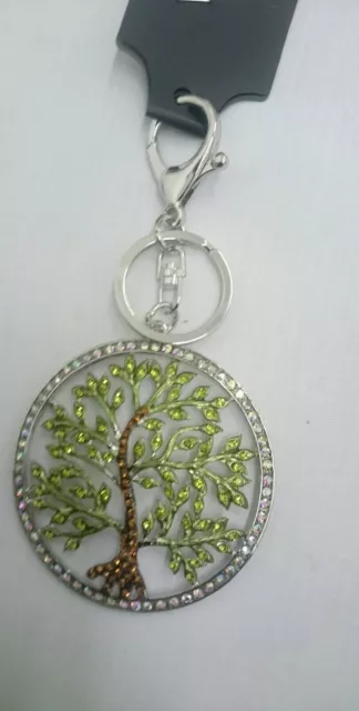 Tree For Life Keyring Handbag Charm Heavy Quality Crystal Silver Colour