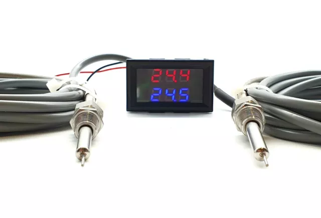 Universal Dual Intercooler Supercharger Digital Temperature Gauge Sensor 1/8"NPT