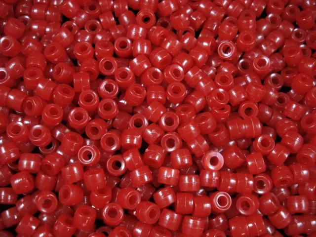 Pony Beads 500pc Opaque Red 6x4mm Craft Jewelry Acrylic Hair FREE POSTAGE